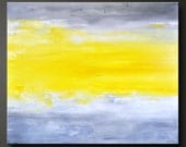 Sunbeam 3 - 30 x 36 - Abstract Acrylic Painting - Huge Contemporary Wall Art - Yellow Gray Grey