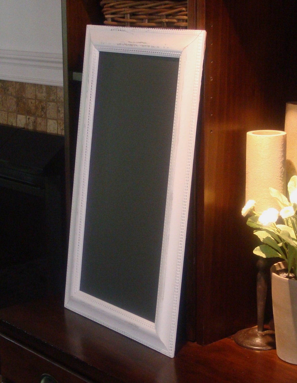 Chalkboard, MAGNETIC, Long, Narrow, Distressed Frame (13 3/4 x 23 3/4 inches) Wedding/Home/Restaurant
