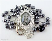 Final Fantasy Sephiroth Necklace, Glass Cameo Pendant, Silver Rosary Chain - Gamer