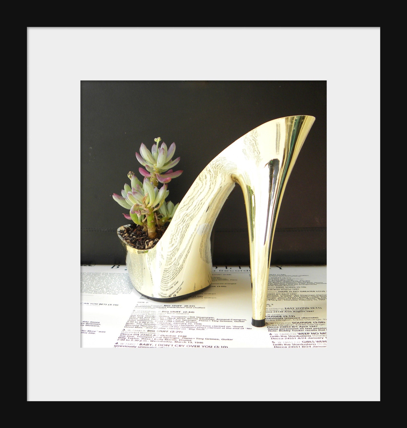 art print 8 X 10 photo print gold stiletto succulent. wall decor wall hanging