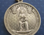 Antique Religious Medal French Saint Anne And Child Virgin Mary Signed Penin  SS512