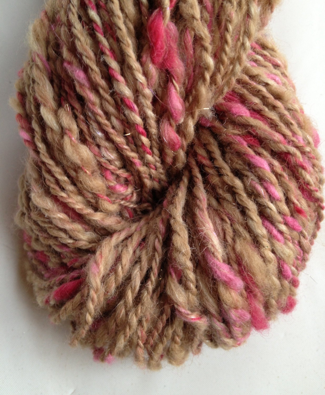 Royal Baby Alpaca/Camel/Silk Hand Spun Hand Dyed Luxury Yarn - Fawn with Pink Confetti - 110 yds DK Weight - 2.4 oz