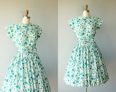 vintage 50s dress / 50s floral dress / 1950s party dress / midcentury dress - size small