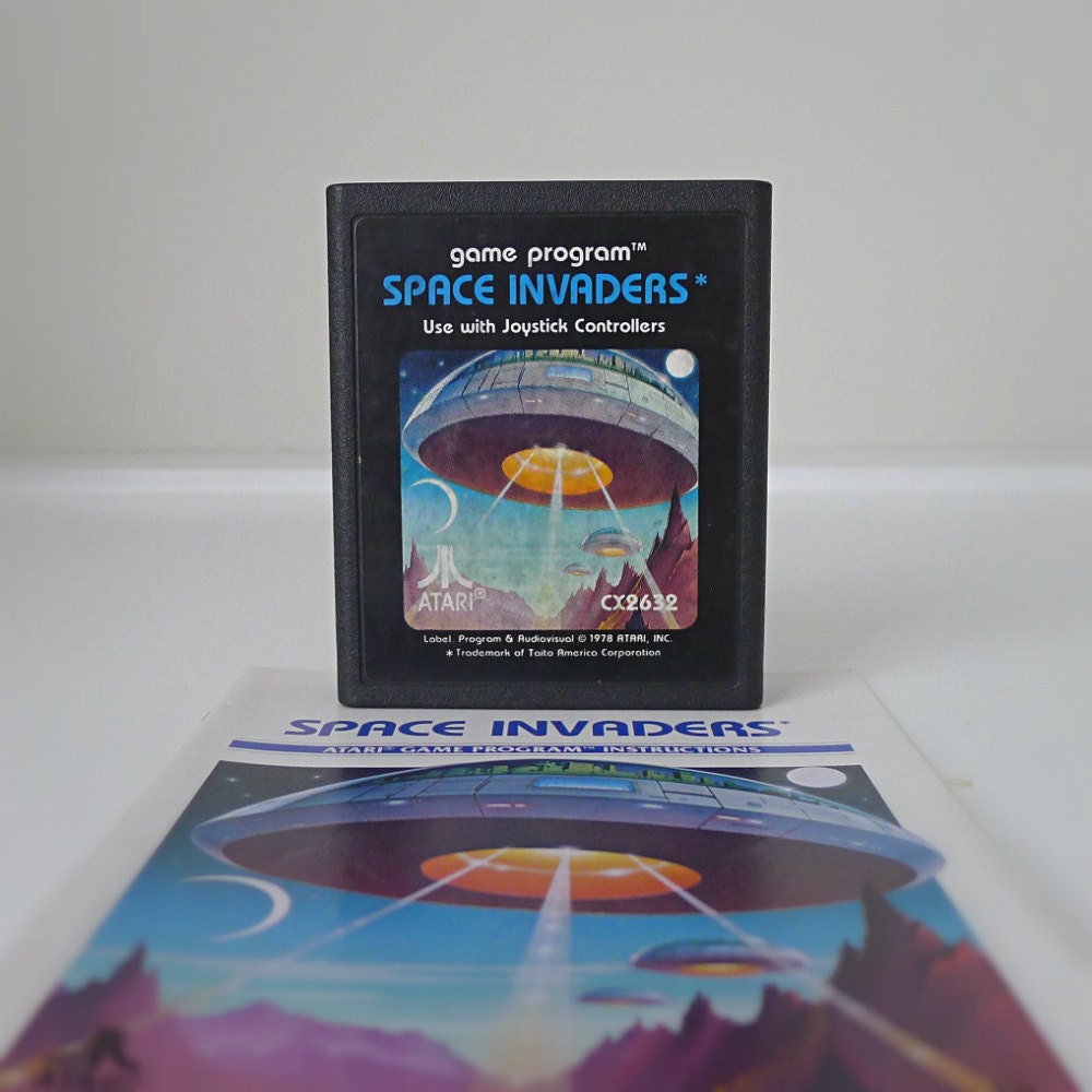 Sci Fi Video Game Classic, Atari "Space Invaders" with Original Instructions - 1970s, dad gift, pop culture, for him, space, shooter