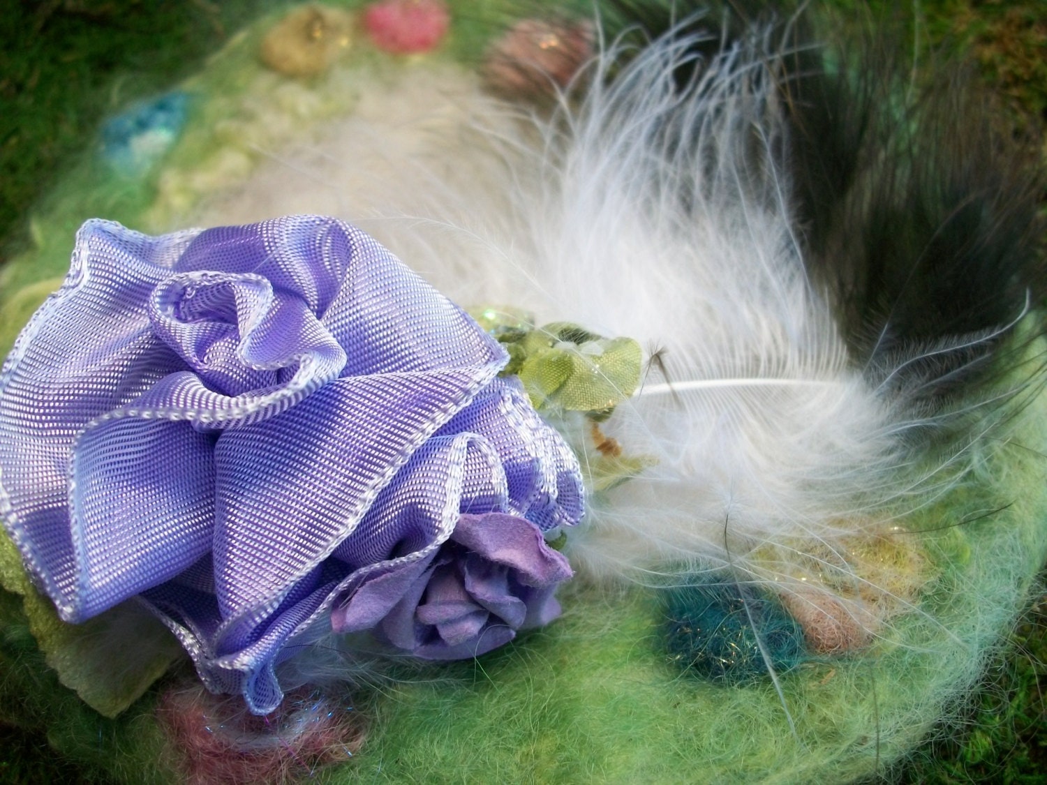Hair Clip with Feather Plume, Lilac Rose
