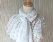 White Cotton Gauze Scarf - Spring and Summer Fashion