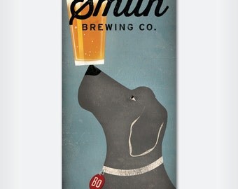 CUSTOM Personalized Brown, Yellow, or Black Dog  Brewing Company STRETCHED CANVAS Wall Art  Ready-To-Hang 8x16x1.5