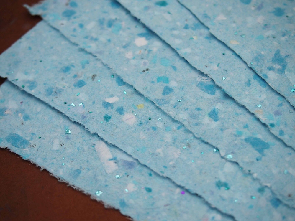 Sparkly Turquoise - Handmade Recycled Paper