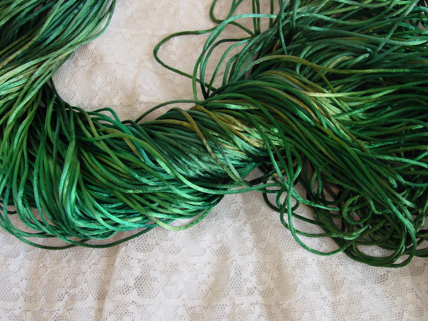 Almost GONE - Hand-dyed silky cord in beautiful PINE FOREST, 6 yards