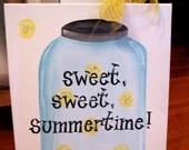 Mason Jar Lightning Bug Southern Summer Canvas Sign