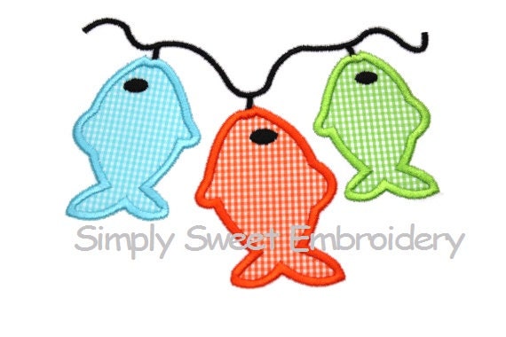 Three Fish Machine Embroidery Applique Design