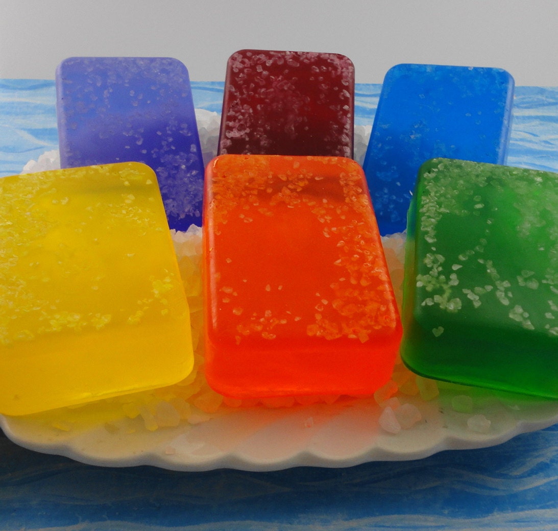 Soap - Fruit Scented Rainbow Stack of Sea Salt Soaps -Glycerin Soap -reserved for ABRILP