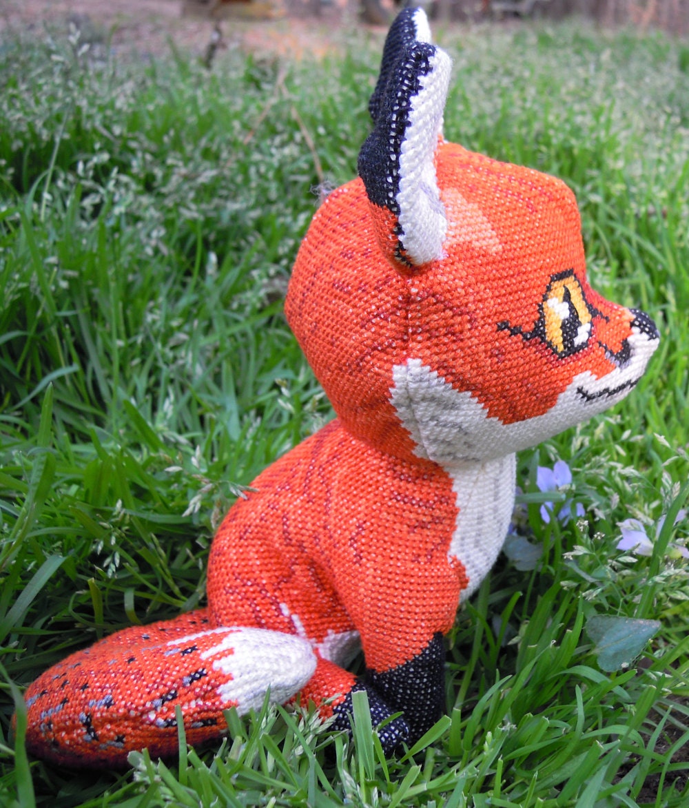 Red Fox 3D Cross Stitch Animal Doll and Sewing Pattern PDF