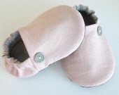 NEW Spring 2013 linen baby shoes  soft pink ...pick color...newborn to 24 months...by birdy boots on Etsy