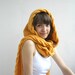 Free Shipping Yellow Mustard  Wool Hooded Cabled  Long Scarf  Cowl Mothers Day gift Under USD100