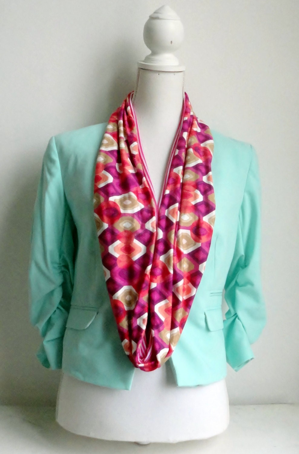 Coral/Pink Infinity Scarf  /Women's Loop Scarf