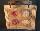 1980s Flower Straw Handbag