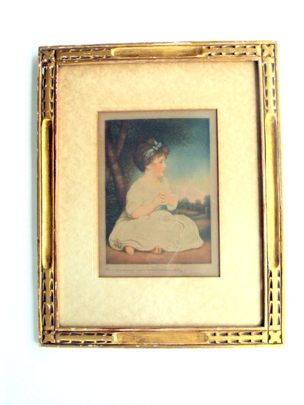 Vintage Antique Mezzotint Limited Edition of Sir Joshua Reynolds, Age of Innocence painting, Framed Art, engraving      I Take Credit Cards
