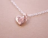 Tiny Rose Gold and Sterling Silver Heart Necklace