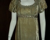 Antique Empire "Josephine" Era gown dress velvet with antique applique and metallic lace sequins Collar
