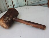 Antique Wooden Mallet - Primitive - Farmhouse Chic - Hammer - Distressed
