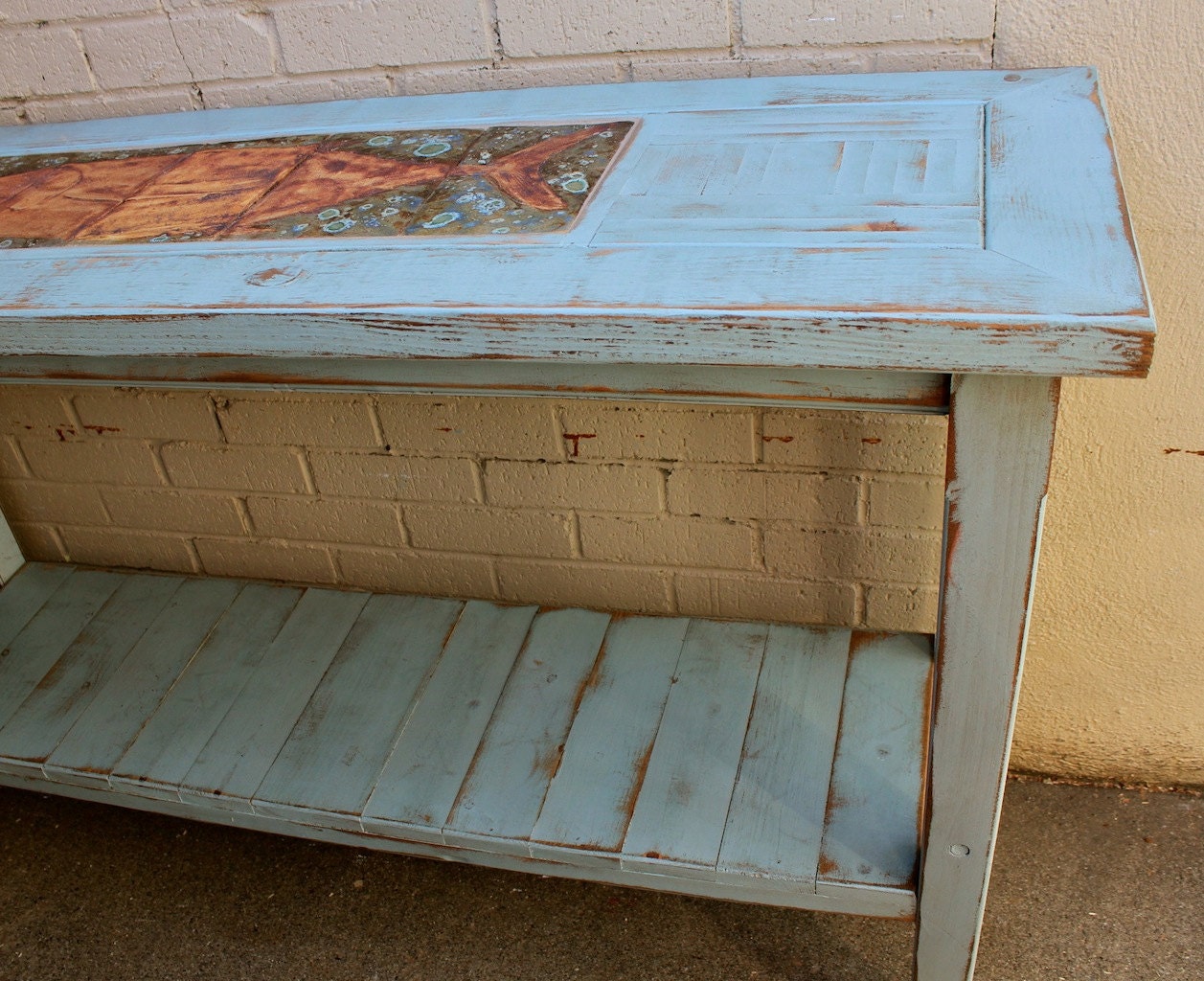 Wood Sofa Table - Shabby - Beach Cottage - Chic Furniture - Wooden Buffet Table - Reclaimed Wood