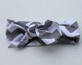 Grey Chevron Print Retro BABY Headband