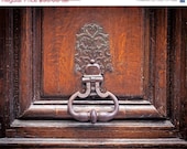 ON SALE Paris Photography, Large Door Knocker, Travel Decor, Bronze Copper, Fine Art Paris Photograph Print - Storied (8x10)
