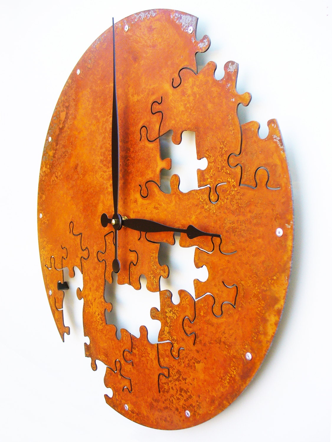 Puzzle Wall Clock V (Extra Large Rusted)
