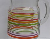 1950s Striped Glass Pitcher with Ice Lip