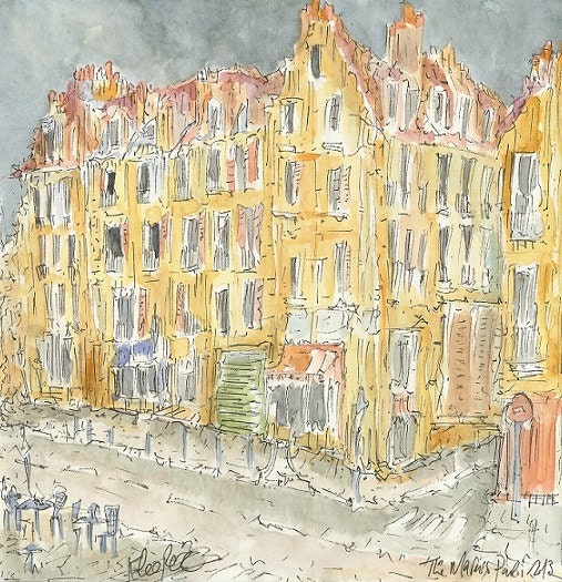 Le Marais District, Paris - Original Watercolor Painting