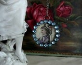 Vintage Rhinestone Picture Frame Blue