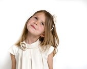 Crocheted Hairband for Flower Girls, Eco Wedding, Hand Crocheted Flower Girl Head Band in Organic Natural Ivory Cotton