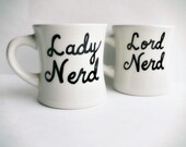 Nerd coffee mug tea cup set couple anniversary black white Wedding Just Married his hers