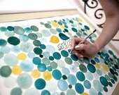 Unique Wedding Guest Book Signature Orbs - Guest book alternative,  wedding penny tiles, Guest Signature Stone watercolor