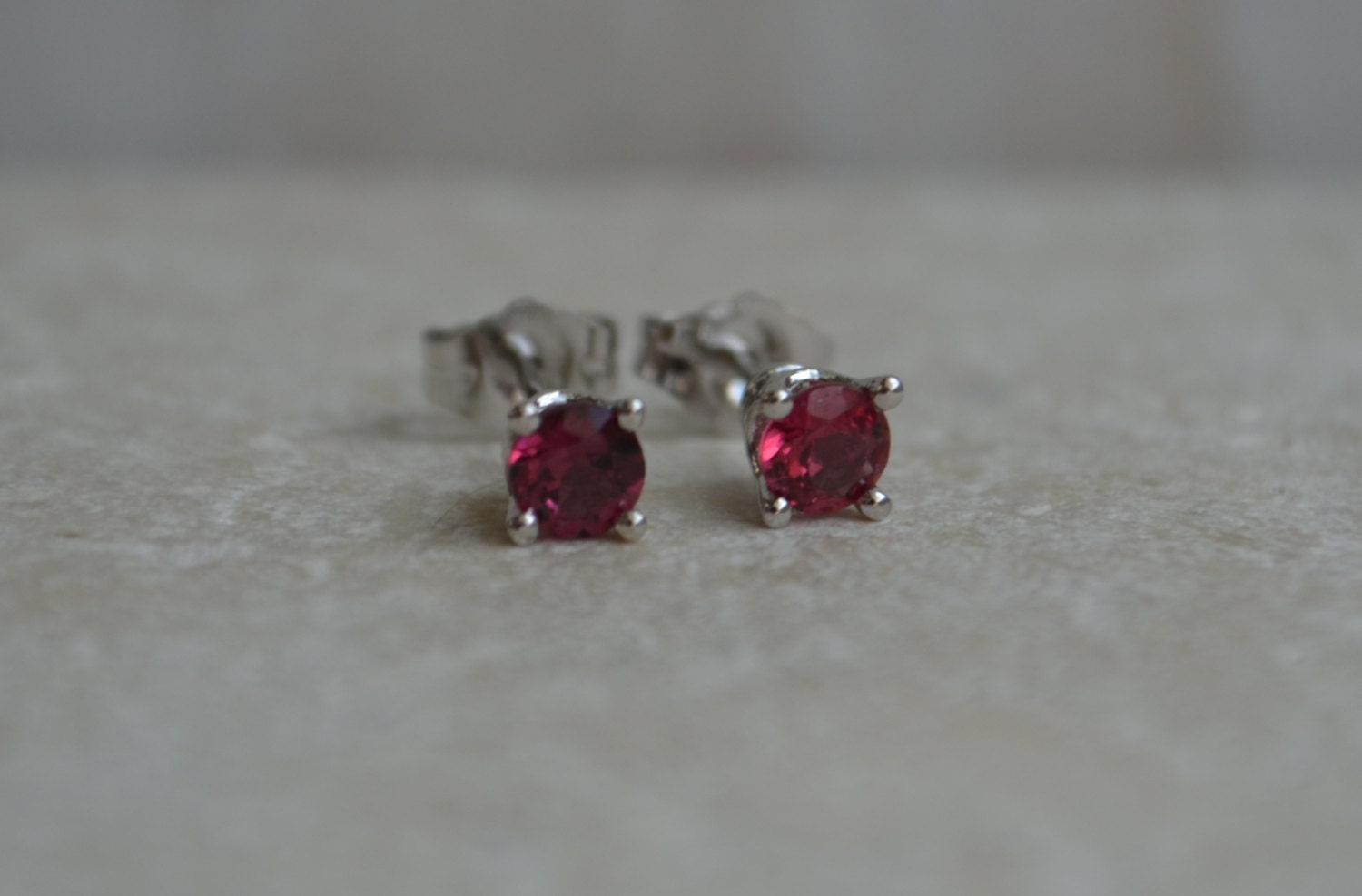 Burmese Spinel Stud Earrings in 14K White Gold