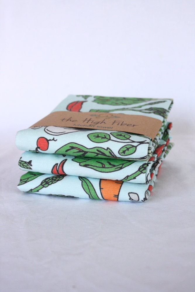 Tea Towel, Garden Collage, Blue