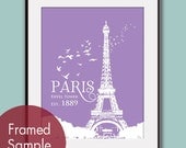 Eiffel Tower -Paris Travel Posters- 8x10 PRINT (Featured in Imperial Violet) Customizable colors - Buy 3 get One Free