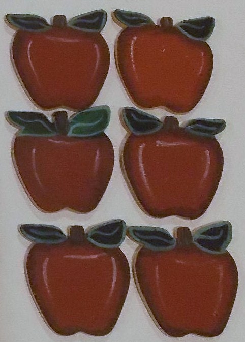 Items similar to Six Hand Painted Wood Apples Crafts Decorations