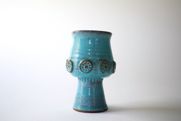 Vintage Glazed Turquoise Vase
