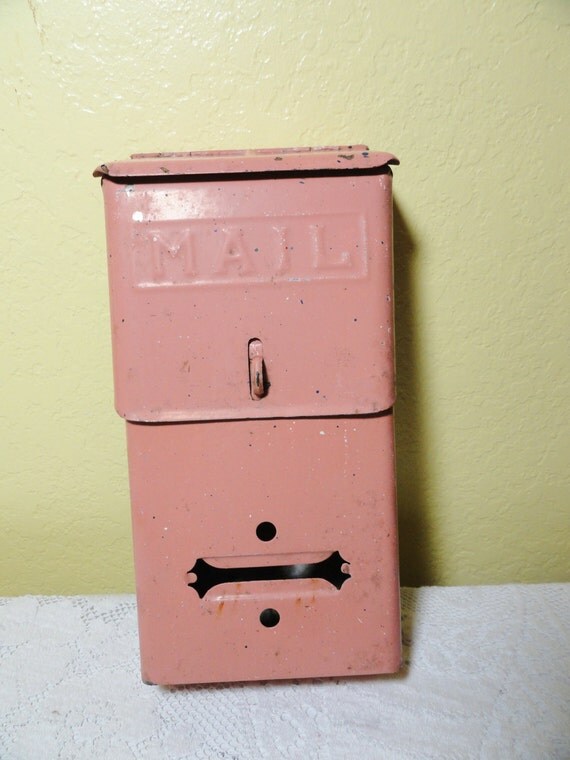 Vintage Mailbox Architectural Wall Mount Pink by