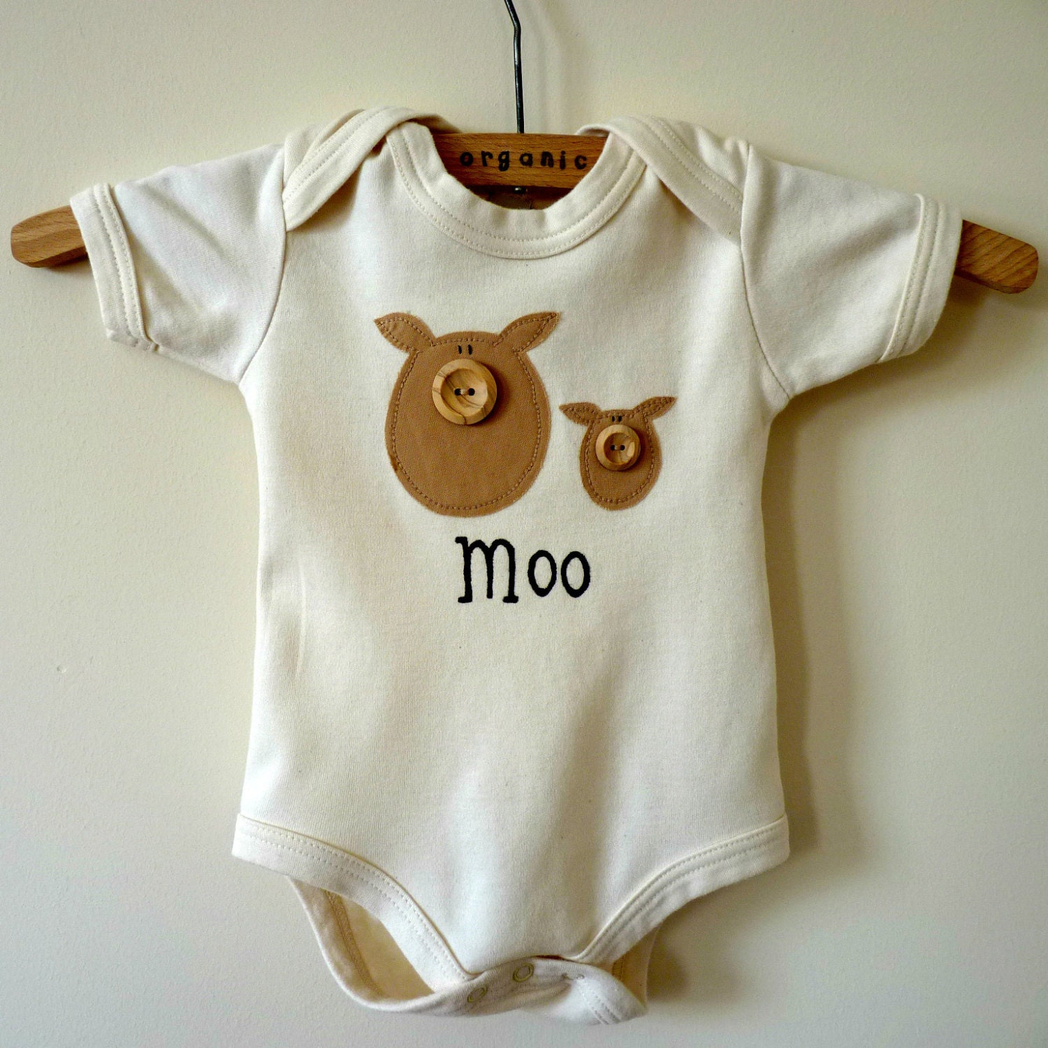 Organic Onesie Or T Shirt : 'MOO'  0-3 Years