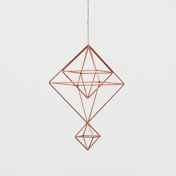 Copper Himmeli no. 7 / Modern Hanging Mobile / Geometric Sculpture