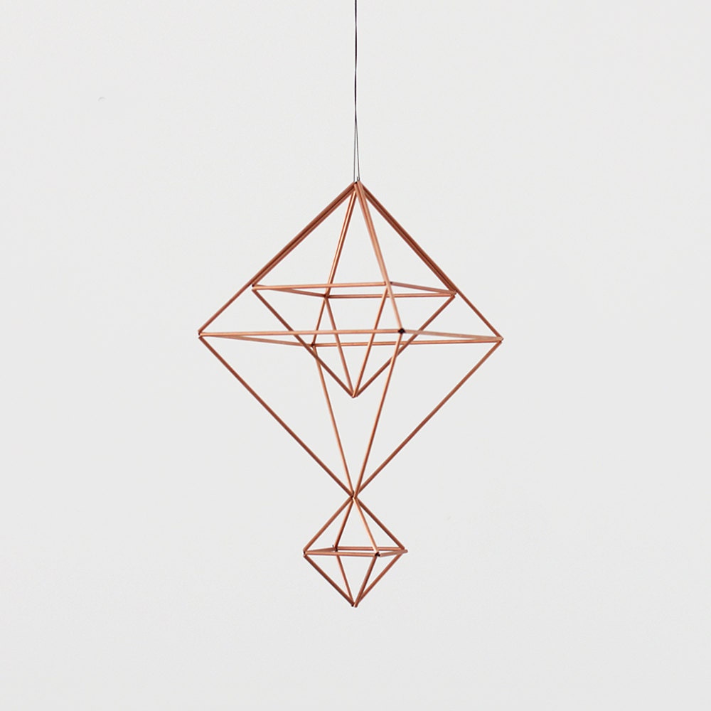 Copper Himmeli no. 7 / Modern Hanging Mobile / Geometric Sculpture