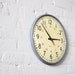 military time clock - school wall clock - simplex - gray metal body - butter yellow face - glass bezel - industrial decor