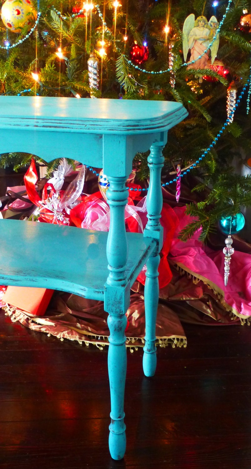 Farmhouse Accent Table Vintage Poppy Cottage