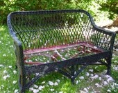 Classic Wicker Settee Vintage Loveseat  Poppy Cottage
