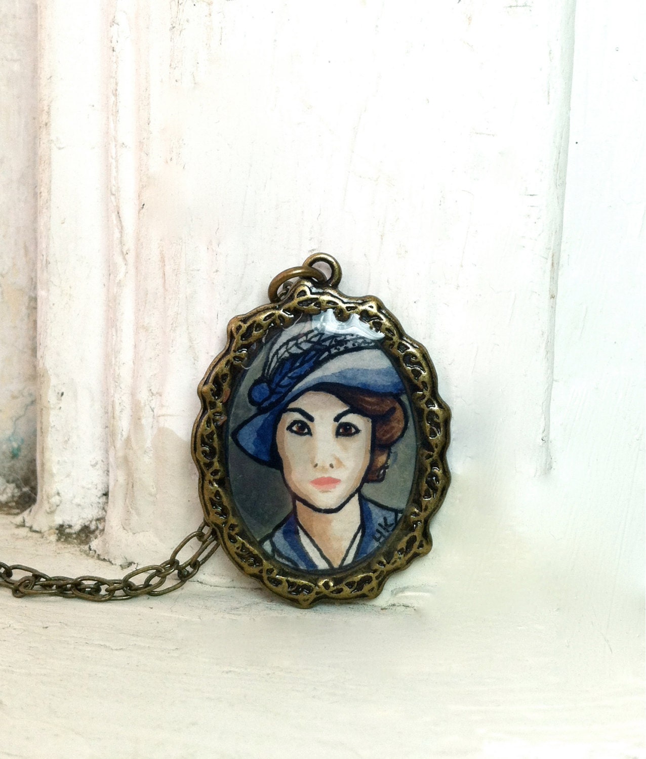 Lady Mary Crawley, Downton Abbey Jewelry - Original Hand Painted Necklace, One of a Kind - OOAK