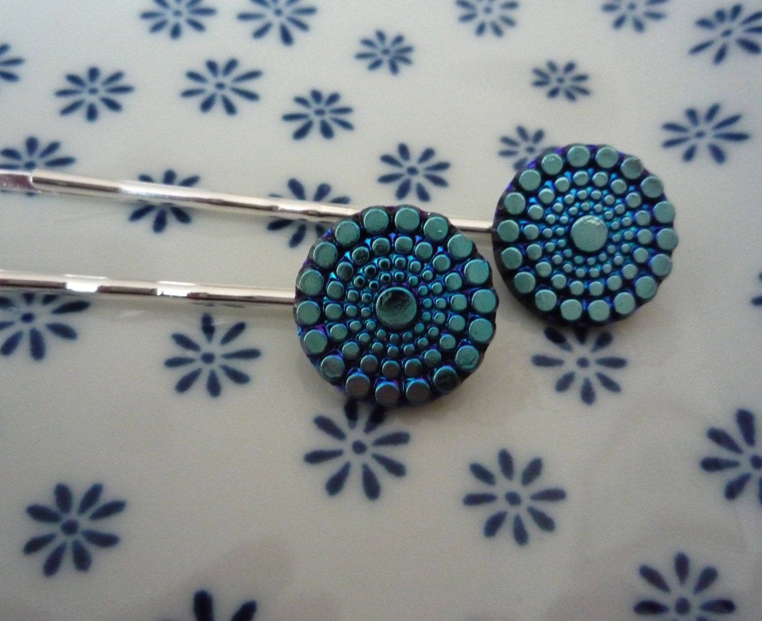 Glass bobby pins  Art Deco