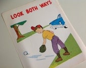 1960s Vintage School Mini Safety Poster. Look Both Ways.